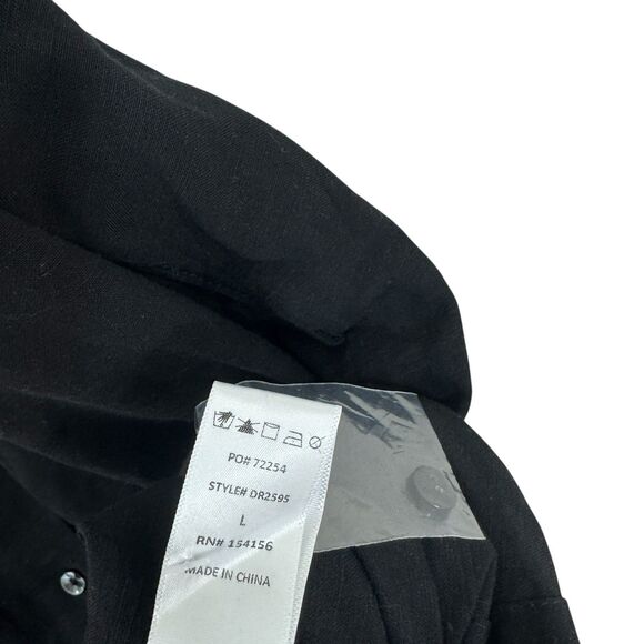 Mod Ref NEW Large Button Dress Midi Linen Blend Black Short Sleeve Womens - Picture 5 of 10